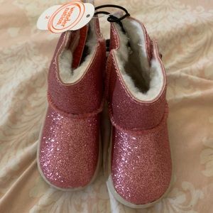Little girls pink glittery boots